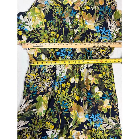 J. Crew Floral Silk Dress Size XL Ruffle Hem Long Sleeve 100% Silk - Picture 11 of 14